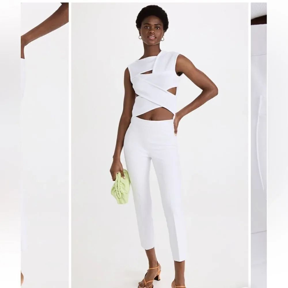 NWT SPANX WHITE SLIM STRAIGHT ANKLE PANT SIZE SM PETITE RETAIL $148 NON SEE THRU